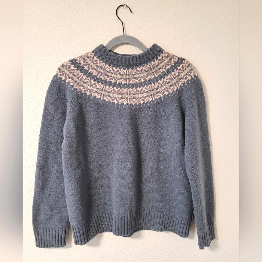 Woolrich 100% Wool Teal Yoke Sweater L